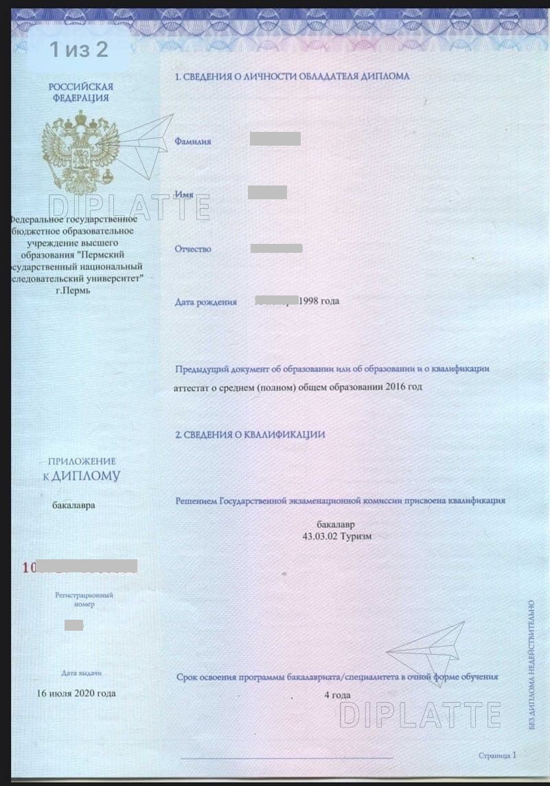 Приложение к диплому бакалавра 2020 года